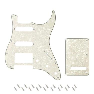 Imagem de Banworks 4Ply Strat HSS Pickguard 11 furos SSH Pickguard Placa de risco com placa traseira Conjunto de capa Tremolo Tremolo de 6 furos para USA/Mexican Modern Style Standard Stratocaster ST JT/HB-09