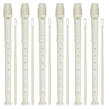 Imagem de Gravador soprano com 8 furos, 6 peças, instrumento soprano de plástico, gravador de flauta descente, estilo alemão, com haste de limpeza para crianças, estudantes, iniciantes, recompensas de classe