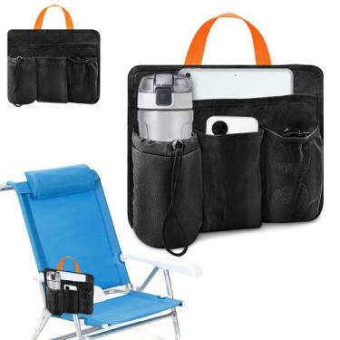 Imagem de Cadeira de Praia Emsiok com Porta-Copos e Suporte para Celular - Preta