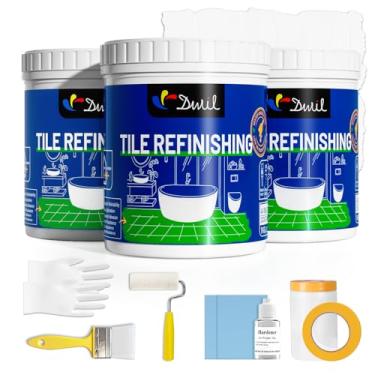 Imagem de DWIL Kit de retoque de banheira e azulejo - baixo odor DIY pia pia reparação bancada revestimento branco, fácil aplicação de cobertura, refacear banheiro cozinha, 3 unidades kit de banheira com