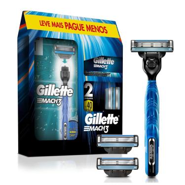Imagem de Aparelho de Barbear Gillette Mach3 Acqua-Grip 1 Unidade + 2 Cargas
