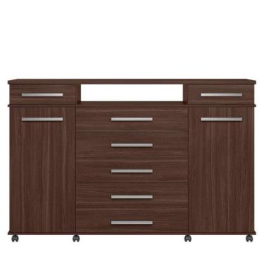 Imagem de Cômoda Sapateira 2 Portas 7 Gavetas Com Rodízios River Café Touch - DE