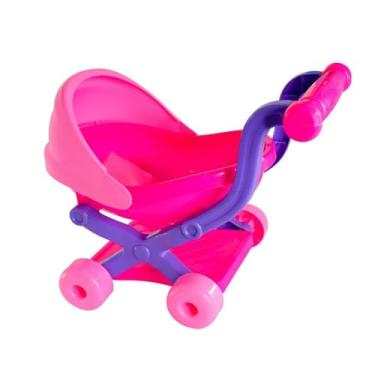 Imagem de Carrinho de Boneca Rosa, 29 cm de Comprimento, 23 cm de Altura, Plástico Polipropileno