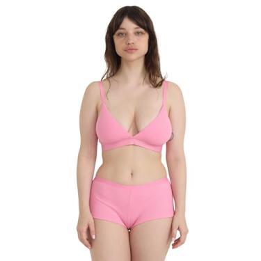 Imagem de Organic Basics Sutiã feminino triângulo de algodão canelado sem aro, Rosa tulipa, XPP