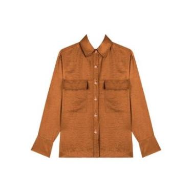 Imagem de Camisa Alongada Com Bolsos Frontais E Fendas Nos Punhos-Feminino