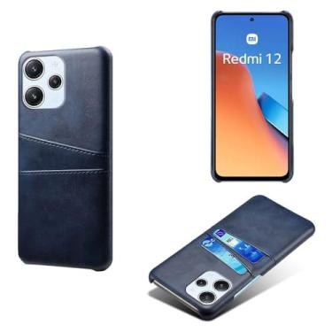 Imagem de Capas Compatível com Xiaomi POCO M6 PRO 5G,Caso de couro PU-Tampa de telefone a prova de choque com 2 slots de cartão,Proteção anti-impressão digital e anti-gota-Blue