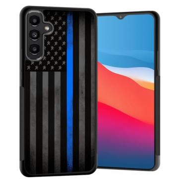 Imagem de Vobber Capa para Galaxy A16 5G, capa protetora fina com arquitetura antiarranhões TPU à prova de choque para Samsung Galaxy A16 5G 6,7 polegadas 2024, linha azul fina bandeira americana