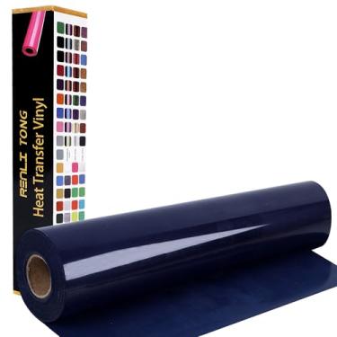 Imagem de RENLI·TONG Renlitong Navy Htv Ferro Em Vinil Rolo de 12" por 15 Pés Vinil de Transferência de Calor Htv para Camisetas Rolos de Vinil Htv para Todas As Máquinas de Corte - Fácil de Cortar e Remover Er