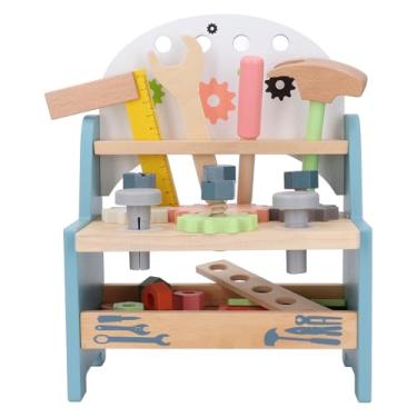 Imagem de Banco de ferramentas de madeira Kids Simulation Repair Tool Bench Early Education Desmontagem Reparo Tabela de ferramentas para crianças acima de 3 anos de idade