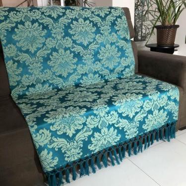 Imagem de Manta Para Sofá em Tecido Jacquard Medalhão Verde 190x140cm - Sua Casa