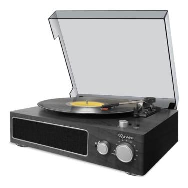 Imagem de Raveo Vitrola Studio Black com Toca-discos, Rádio FM, USB, saída auxiliar e fone de ouvido e tecnologia de conexão Bluetooth, Cor: PRETO
