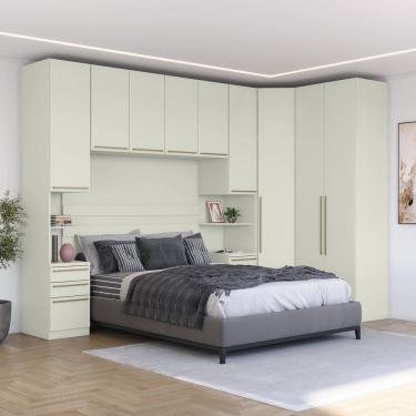 Imagem de Guarda-roupa Modulado Casal Completo 9 Portas 6 Gavetas Canto Oblíquo Seletto Areia