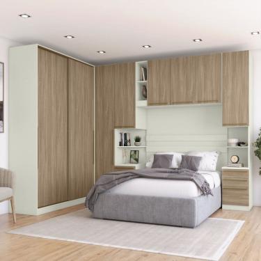 Imagem de Guarda-roupa Modulado de Canto 5 Portas 3 Gavetas Seletto Areia/Jequitibá