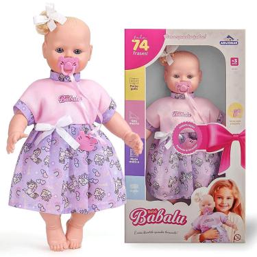 Imagem de Boneca Bebê Babalu Grande Com 46cm Fala 74 Frases Brinquedo