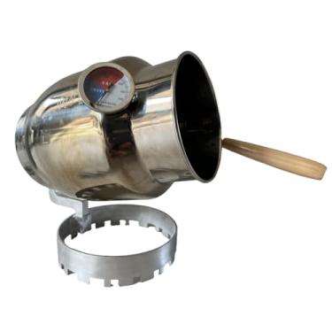 Imagem de Máquina de torrar café com manivela de aço inoxidável com termômetro, grande abertura para facilitar a observação do nível de torrefação, compatível com fogões e churrasqueiras a gás domésticos, sem