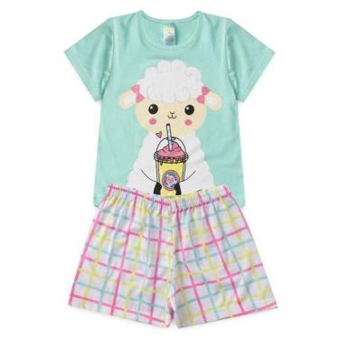 Imagem de Pijama Infantil Feminino Verão Milkshake Sheep - Hey Kids - Azul Claro