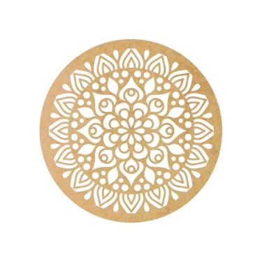 Imagem de Quadro Decorativo Mdf Cru Mandala Floral 40X20Cm