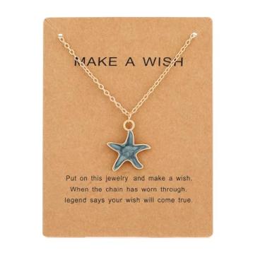 Imagem de KURTCB Colar de estrela do mar da amizade, boêmio, costeiro, praia, joias para mulheres, presentes de Natal para melhores amigas com cartão de mensagem, free size, Zinco, Sem Pedra Preciosa