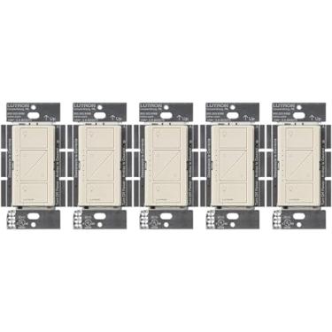 Imagem de Lutron Interruptor Dimmer Inteligente Caseta Original (Requer Hub), Para Luzes De Led, 150 Watts, Unipolar/3 Vias, Não Requer Neutro, Pd-6Wcl-La, Pacote Com 5, Amêndoa Clara, 5