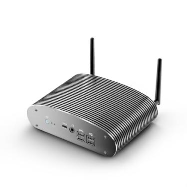 Imagem de Mini PC sem ventoinha industrial i5 1235U (10C/12T, 4,4GHz máx.) 16GB DDR4 RAM 1TB NVME SSD, 100% silencioso Type-c Mini Computadores com Win 11 Pro/Wi-Fi 5/BT 5.0/2x 2.5G LAN/4 telas para casa