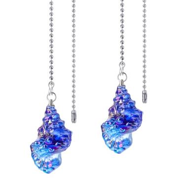 Imagem de LONGSHENG - SINCE 2001 - Pacote com 2 correntes de puxar para ventilador de teto, correntes de extensão de puxador de teto de 50 cm com 4 conectores, correntes de puxar de enfeite de concha de vidro