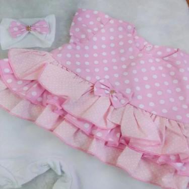 Imagem de Macacão Curto para Bebê Verão Liz Rosa 02 peças - Happy Baby, G