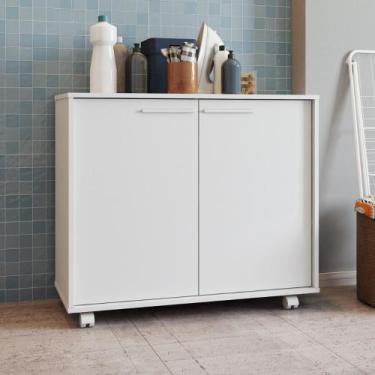 Imagem de Balcão para Lavanderia 2 Portas com Rodízio BHO77 BRV Móveis, Branco