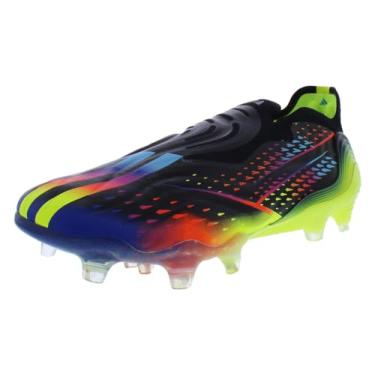 Imagem de adidas Tênis de futebol adulto unissex Copa Pure.4, Core Black/Bright Cyan/Team Solar Yellow, 10.5 Women/9.5 Men