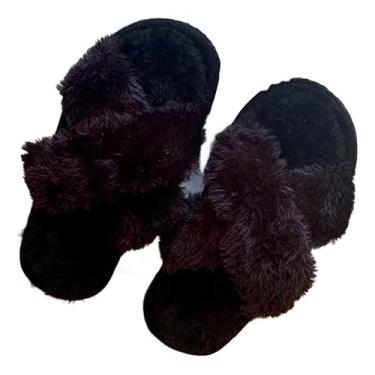 Imagem de Pantufa Feminina Tipo Chinelo para Quarto – Solado Macio (Preto, BR, Adulto, Faixa Numérico, 43, 44)