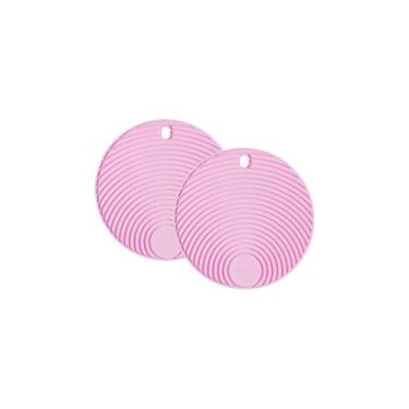 Imagem de Conjunto de Descansos de Panela Redondo de Silicone Lilás - 2 unidades - 17x17cm - Resistente ao Calor e Deslizamento - Livre de BPA
