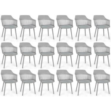 Imagem de Kit 18 Cadeiras de Jantar Estofada Marcela - Cinza