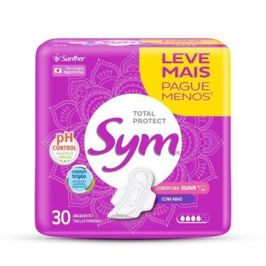 Imagem de Absorvente Sym Cobertura Suave com Abas - Embalagem com 30 Unidades