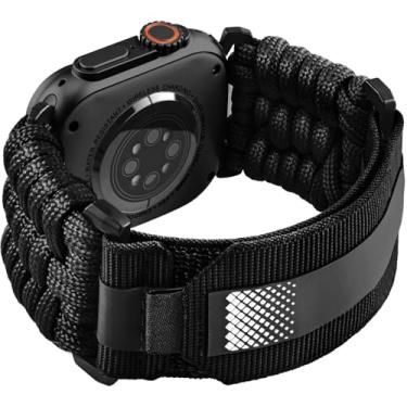 Imagem de KOREDA Pulseira masculina de nylon resistente para Apple Watch Ultra 2/1 de 49 mm, 46 mm, 45 mm, 44 mm e 42 mm, tática para Apple Watch séries 11/10/9/8/7/6/5/4/3/2/1/SE
