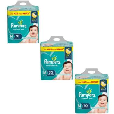 Imagem de KIT 3 Fraldas Pampers Confort Sec Tamanho M Com 70 Unidades