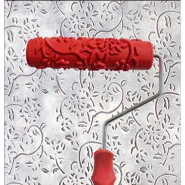 Imagem de BUUEERR Rolo de pintura com padrão DIY de 18 cm – Rolo decorativo de textura de borracha com alça de plástico (No-B7M277)