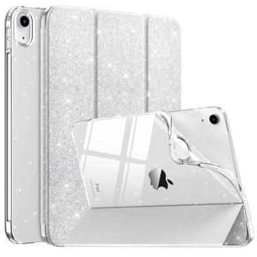 Imagem de MoKo Capa para iPad (A16) 11ª geração 2025/10ª geração 2022, capa brilhante para iPad 11/10 polegadas, capa fina com glitter e revestimento traseiro de TPU transparente, suporte Touch ID, glitter