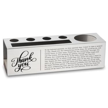 Imagem de Porta-lápis de mesa Thank You para mamãe e papai, organizador de escritório de aço inoxidável com mensagem sentimental, presente de agradecimento aos pais do filho e filha, lembrança de formatura de