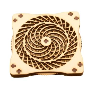 Imagem de Fenteer Porta-copos de madeira quadrado, novidade, proteção de mesa rústica, brinquedo giratório para mesa de jantar, de centro, bar, escritório, fazenda, Style a