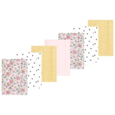 Imagem de Luvable Friends Hudson Baby Conjunto de 7 panos de flanela para arrotos, Rosa e amarelo floral, 14x20 inches