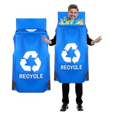 Imagem de Mepase Fantasia de lata reciclada azul Halloween para homens e mulheres fantasia adulto tamanho único festa cosplay