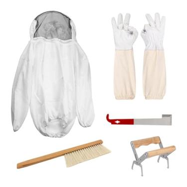 Imagem de harayaa Jaqueta de apicultor Jaqueta de apicultor Proteção superior do corpo premium Bolso frontal Macacão de profissional Homens Mulheres apicultores