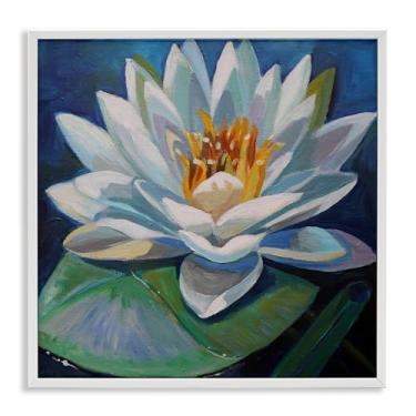 Imagem de Stupell Industries Flor de lótus pacífica com design de arte giclée emoldurada branca por Violeta Vollmer, 61 x 61 cm