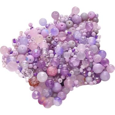 Imagem de FashionCha Kit para Fazer Miçangas para Joias, Colares, Pulseiras, Miçangas de Vidro Mistas, 30g, Roxo