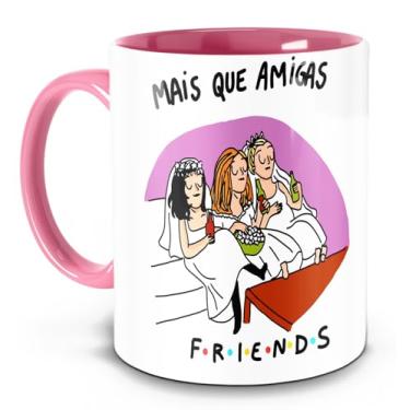 Imagem de Yexati Caneca Mais Que Amigas Friends 325ml Cerâmica Cilíndrica Amarela