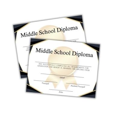 Imagem de Certificado de Diploma de Ensino Médio Pacote com 30 unidades 21,6 x 28 cm Prêmio de fim do ano Prêmio Princípio Superlativos Straight A's