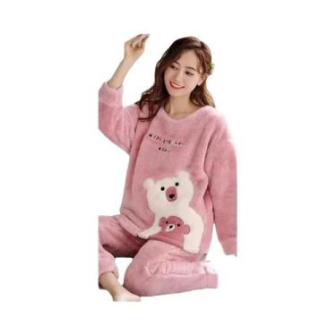 Imagem de Conjunto De Pijamas De Flanela Para Senhoras plus Size, Espesso E Quen