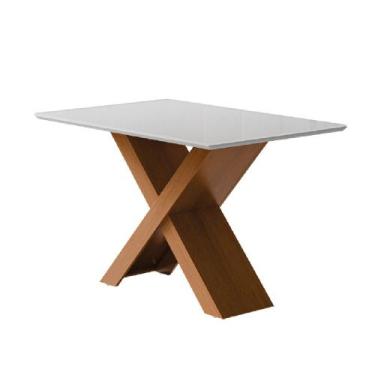 Imagem de Mesa Sala de Jantar Tampo Com Vidro 1,36m Grécia Madeirado/Off White D