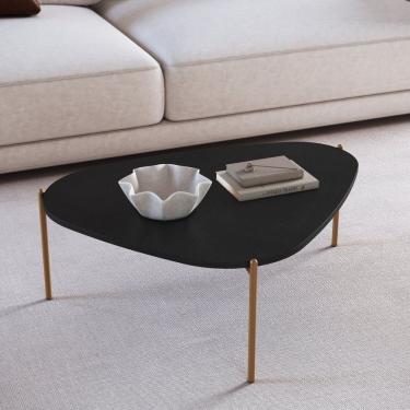 Imagem de Mesa de Centro Orgânica Pé Metal Complementos Nero/Dourado