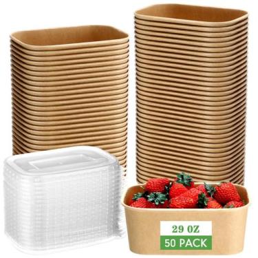 Imagem de Taças de papel Kraft descartáveis Maxdot com tampas de PP, 850 ml, pac