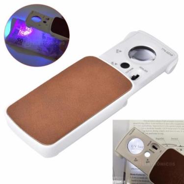 Imagem de Lupa De Bolso 2 Em 1 Ampliação Zoom 30x E 90x Com 3 Led Uv Potente Oti